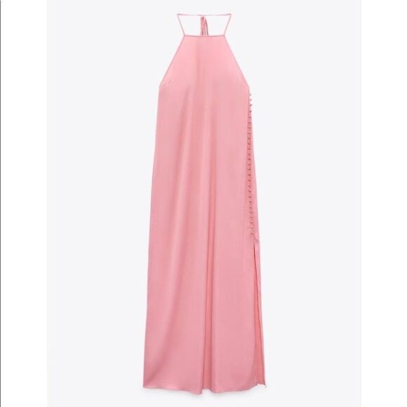 ZARA SATIN EFFECT BUTTONED DRESS - Picture 7 of 9